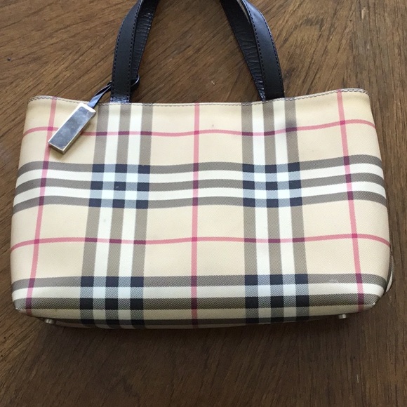 Burberry Handbags - Burberry House Check Small Tote Coated canvas with Black leather detail